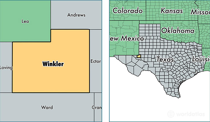 location of Winkler county on a map