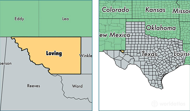 location of Loving county on a map