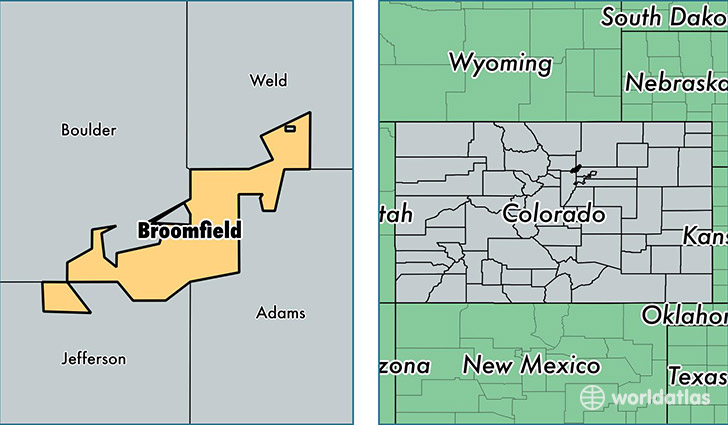 location of Broomfield county on a map