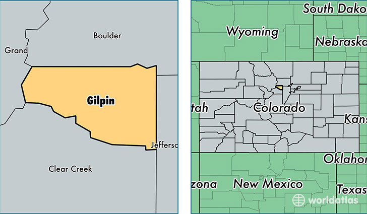 location of Gilpin county on a map