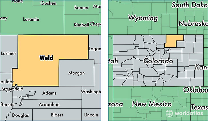 location of Weld county on a map