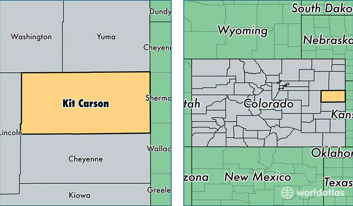 location of Kit Carson county on a map