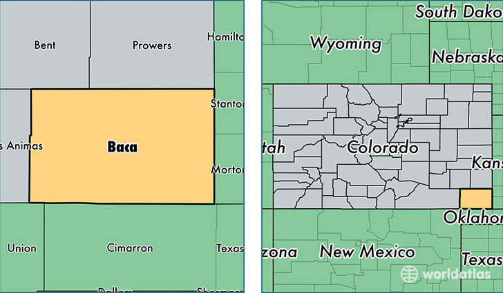 location of Baca county on a map