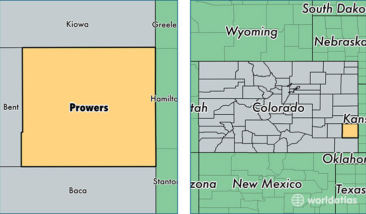 location of Prowers county on a map