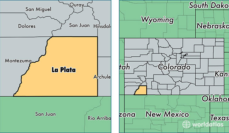 location of La Plata county on a map