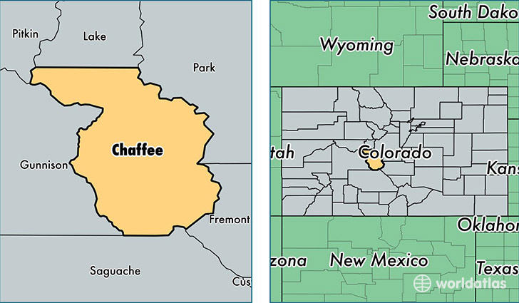 location of Chaffee county on a map
