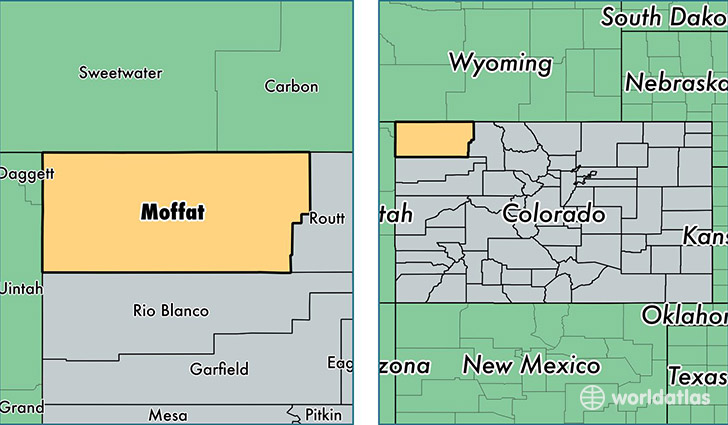 location of Moffat county on a map