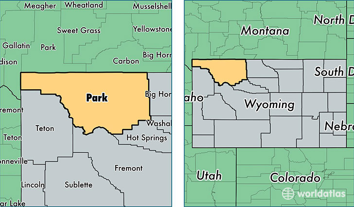 location of Park county on a map