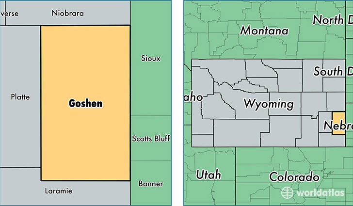location of Goshen county on a map