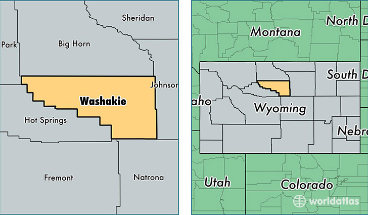 location of Washakie county on a map