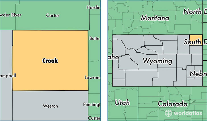 location of Crook county on a map