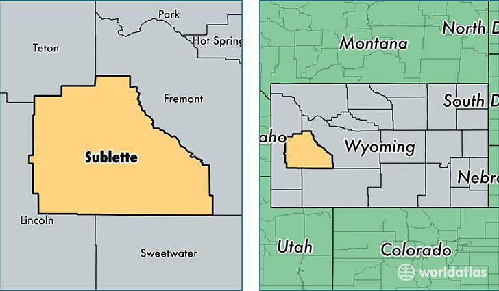 location of Sublette county on a map