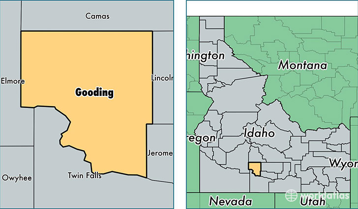 location of Gooding county on a map