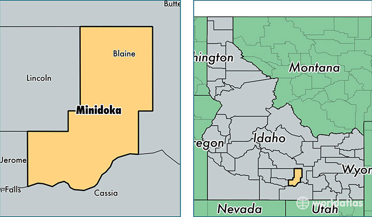 location of Minidoka county on a map