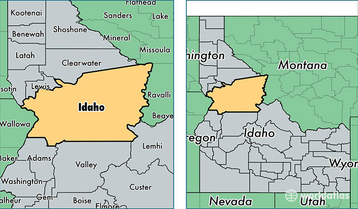 location of Idaho county on a map