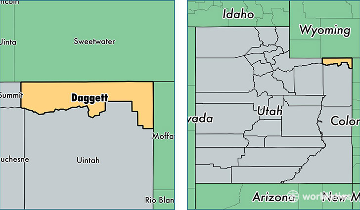 location of Daggett county on a map