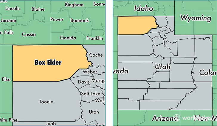 location of Box Elder county on a map