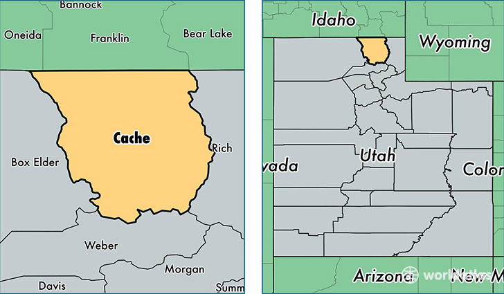 location of Cache county on a map