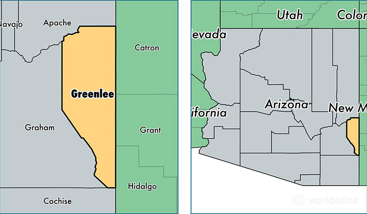 location of Greenlee county on a map