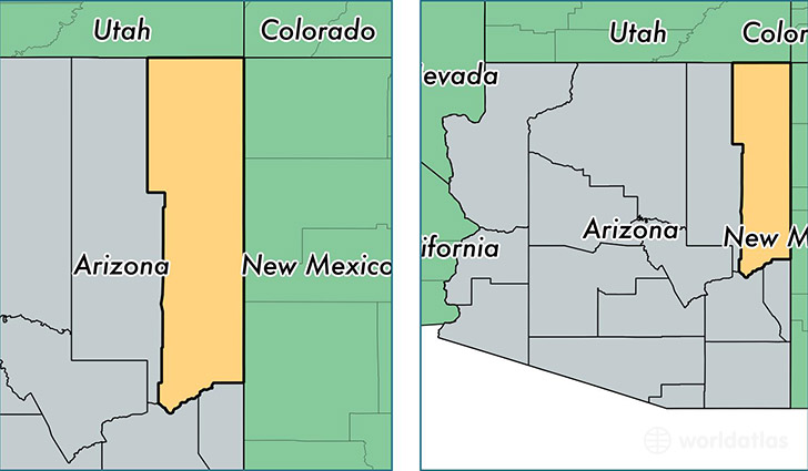 location of Apache county on a map