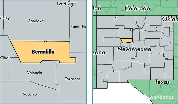 location of Bernalillo county on a map