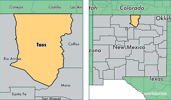 location of Taos county on a map