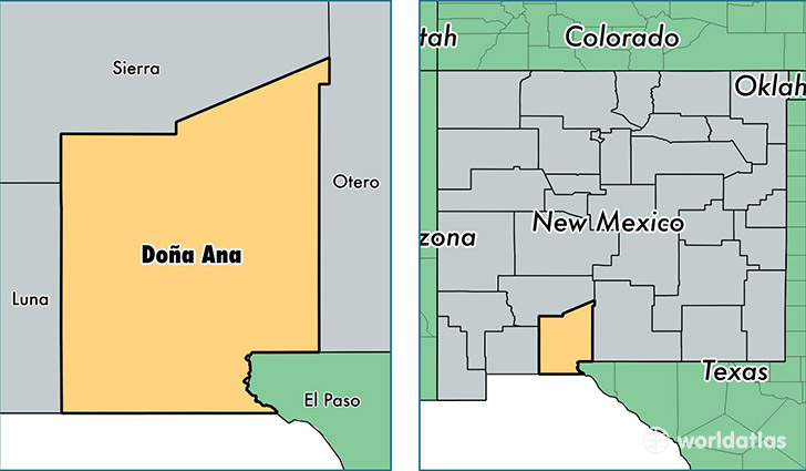 location of Dona Ana county on a map