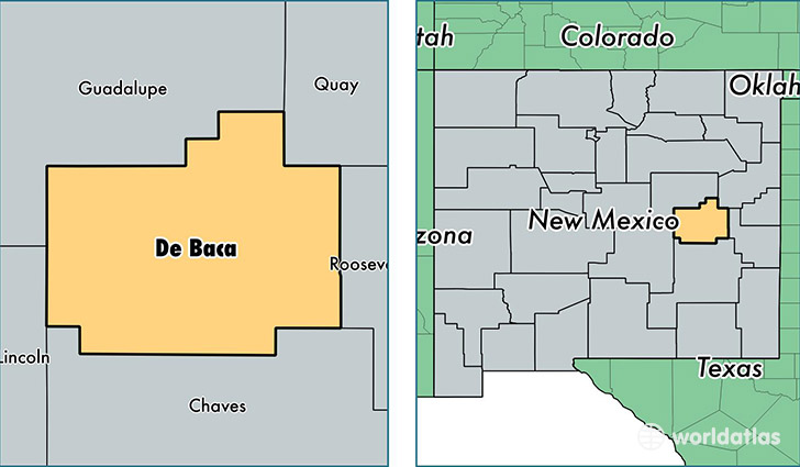 location of De Baca county on a map