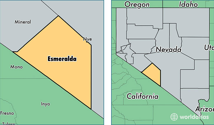 location of Esmeralda county on a map