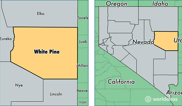 location of White Pine county on a map