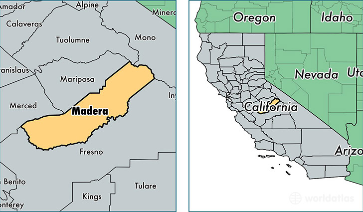 location of Madera county on a map
