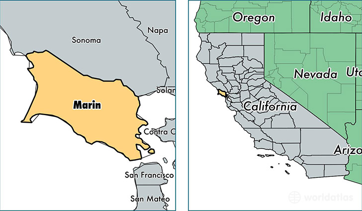 location of Marin county on a map