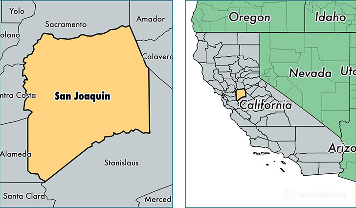 location of San Joaquin county on a map