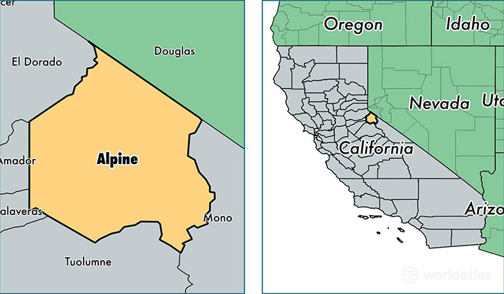 location of Alpine county on a map