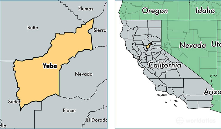 location of Yuba county on a map