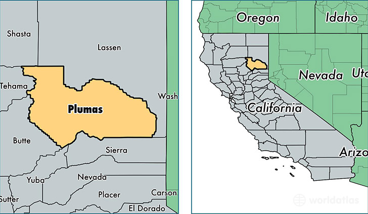 location of Plumas county on a map