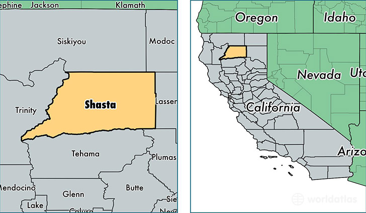location of Shasta county on a map