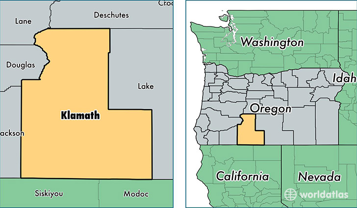location of Klamath county on a map