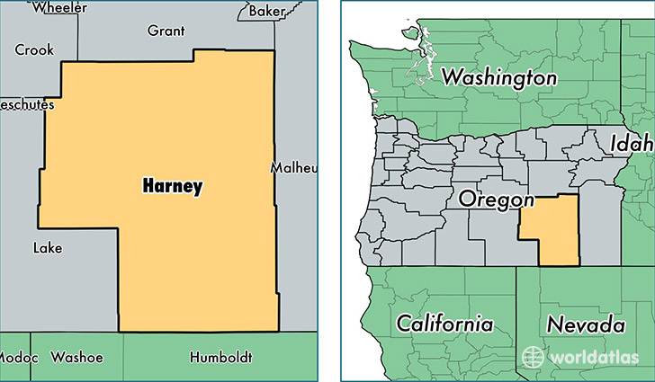 location of Harney county on a map