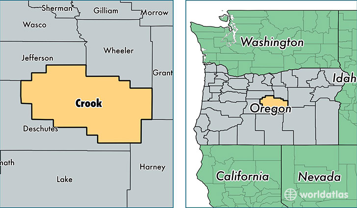 location of Crook county on a map