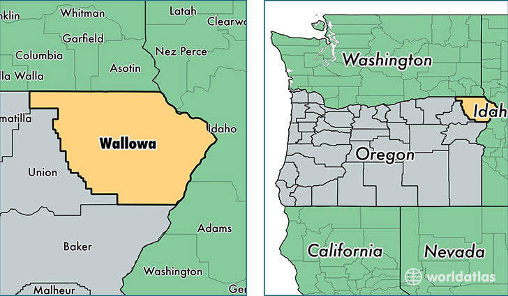 location of Wallowa county on a map