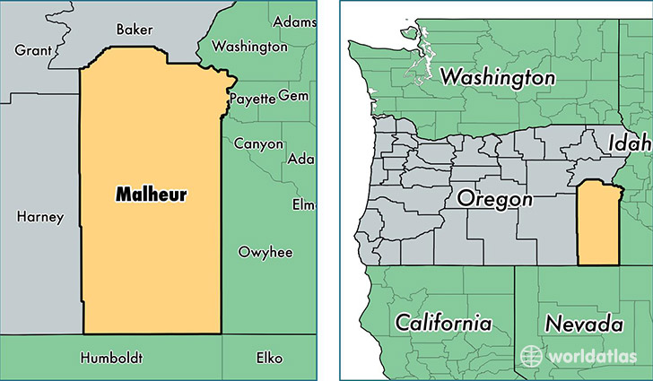 location of Malheur county on a map
