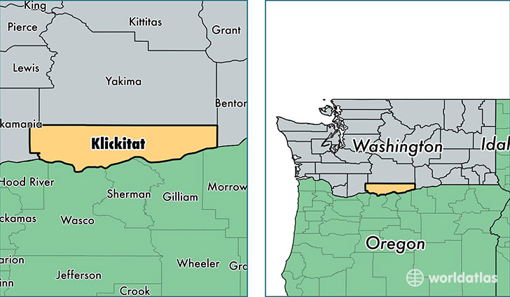 location of Klickitat county on a map