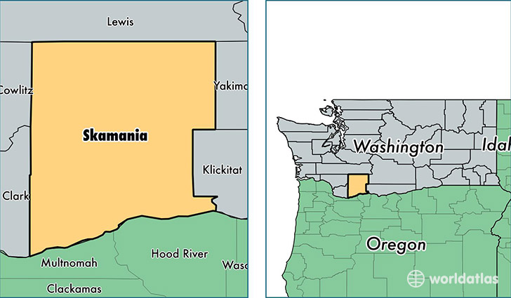 location of Skamania county on a map