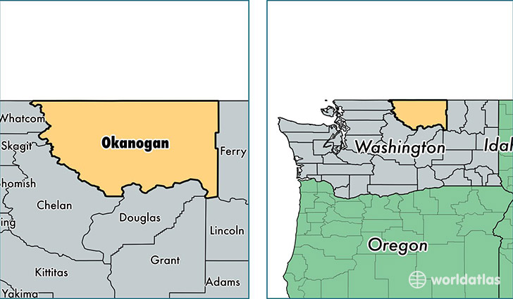 location of Okanogan county on a map