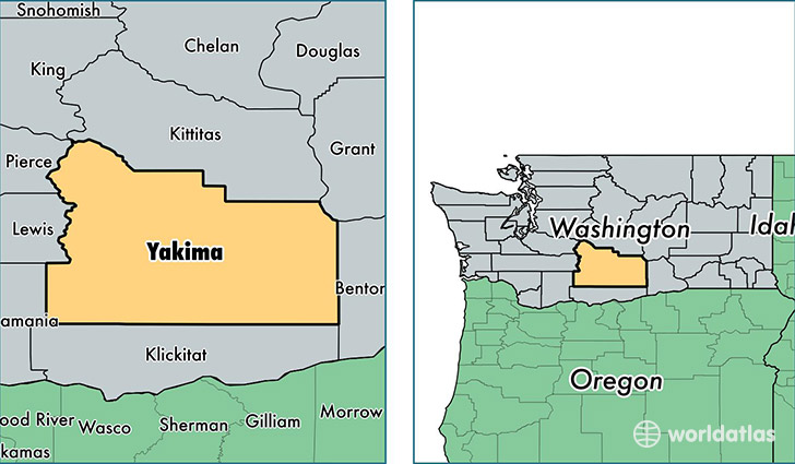 location of Yakima county on a map