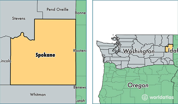 location of Spokane county on a map