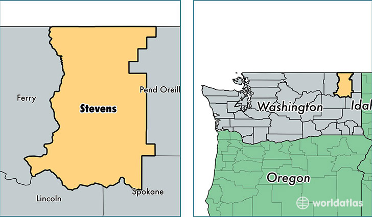 location of Stevens county on a map