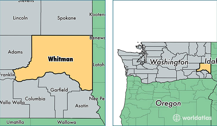 location of Whitman county on a map