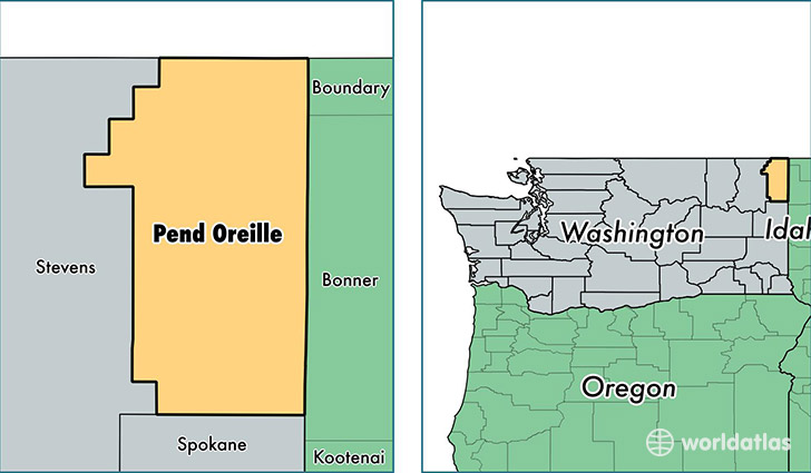 location of Pend Oreille county on a map